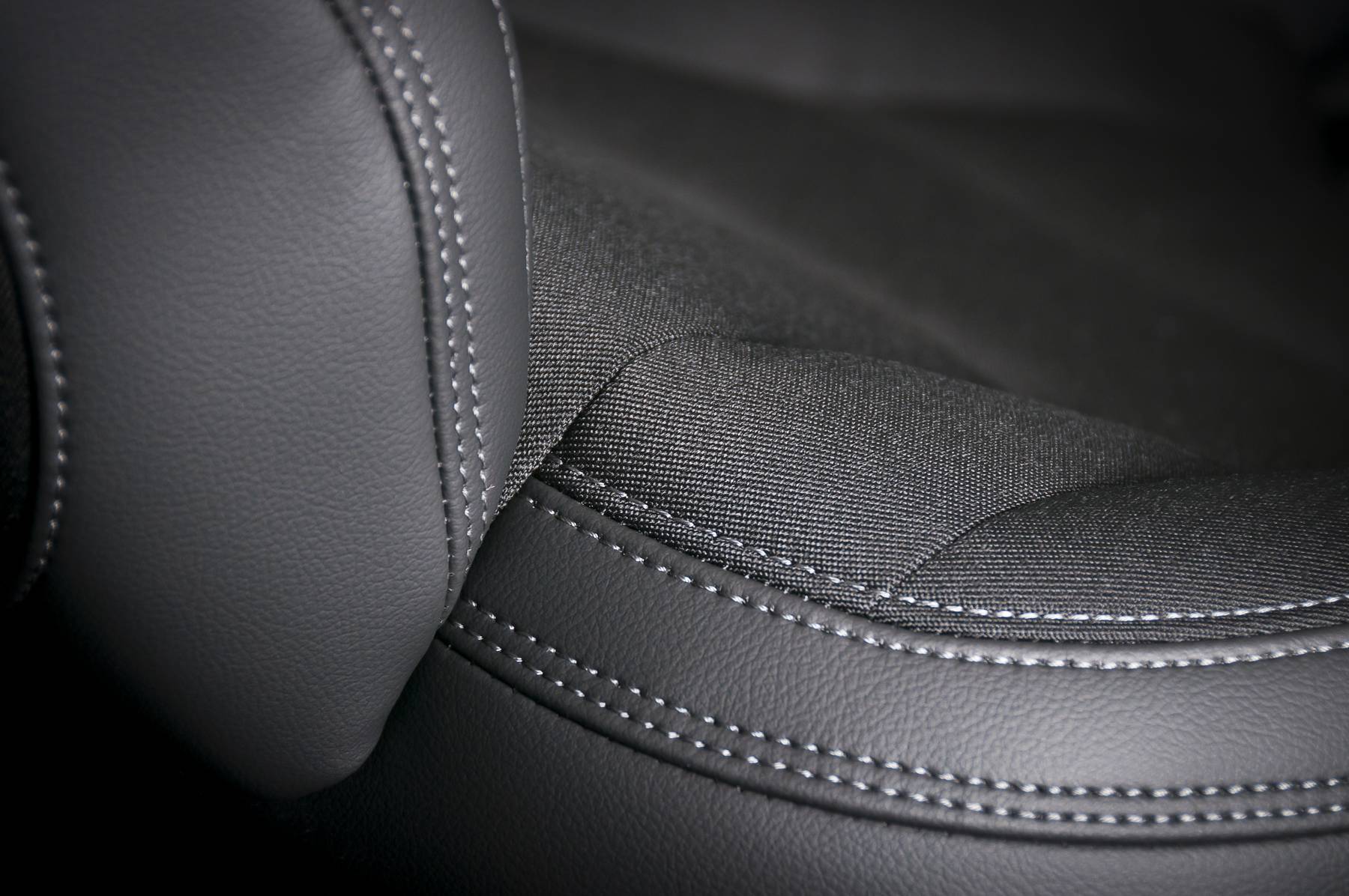 Leather car seats. Interior detail with stitch
